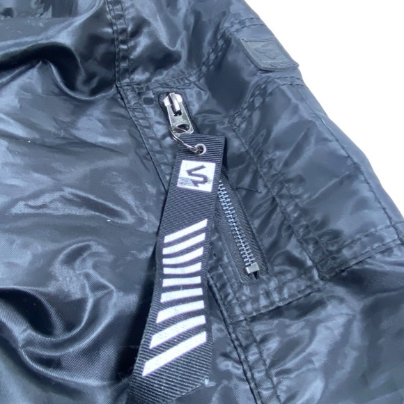 South Pole Jacket Mens 3XL Black Bomber MA-1 Flight Zip Pocket Streetwear - Picture 2 of 13